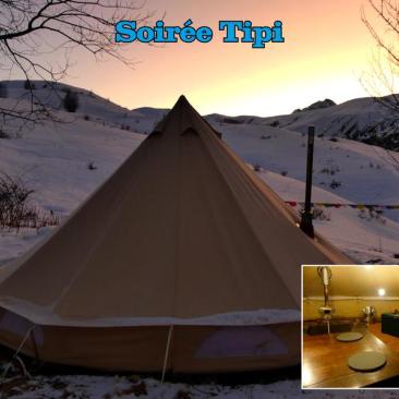Sorties thématiques - Soirée en Tipi_Saint-Jean-d'Arves - Tipi le soir dans la neige